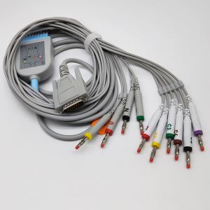 Carewell 15-pin AHA / IEC 10 EKG kabelini boshqaradi